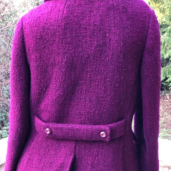 VTG 60S BROMLEIGH BOUCLE WOOL PURPLE MIDI COAT - Picture 7 of 8